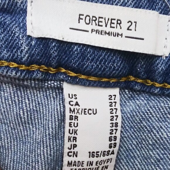 FOREVER 21 Premium Distressed Straight Slouchy Jeans Bleach Dye Paint Splatter - Picture 7 of 9